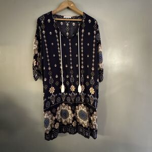 Half-life  Women’s 100% Rayon Floral Shift Dress Half Sleeves Size XL Runs Small